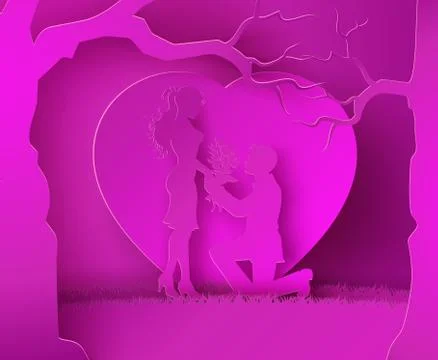 Two enamored under  tree. Illustrazione stock