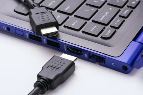 Two ends of the HDMI cable Stock Photos