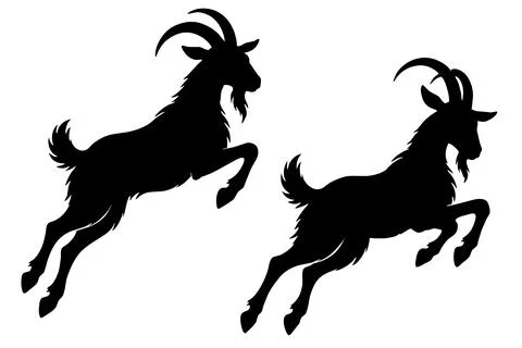 Two Energetic Goats Jumping Together Stock Illustration