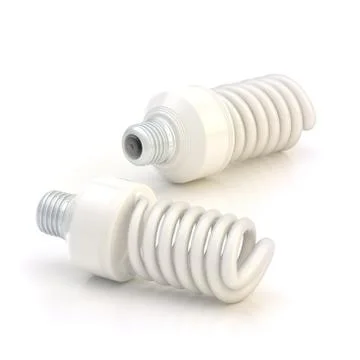 Two energy saving bulbs composition Stock Photos