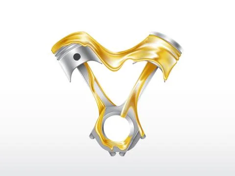 Two engine pistons in lubricant realistic Stock-Illustration