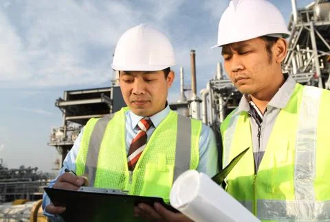 Two engineer discussing a new project Stock Photos