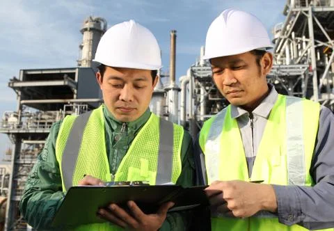Two engineer discussing a new project Stock Photos