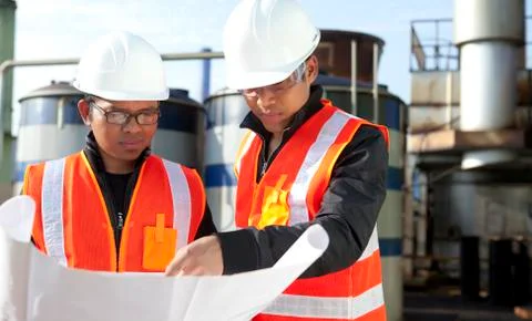 Two engineer on location site disscution Foto stock
