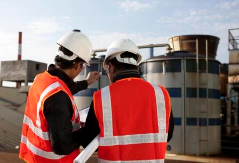 Two engineer on location site disscution Stock Photos