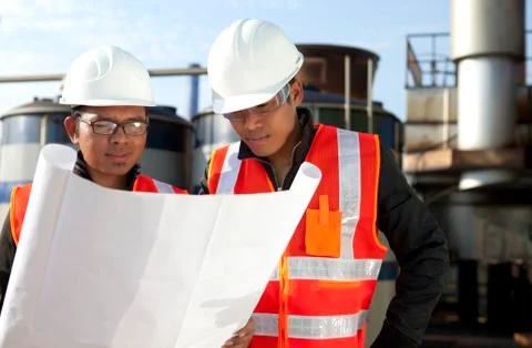 Two engineer on location site disscution Foto stock