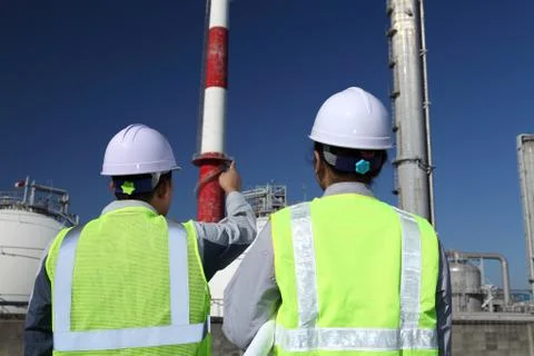 Two engineer oil refinery Foto stock