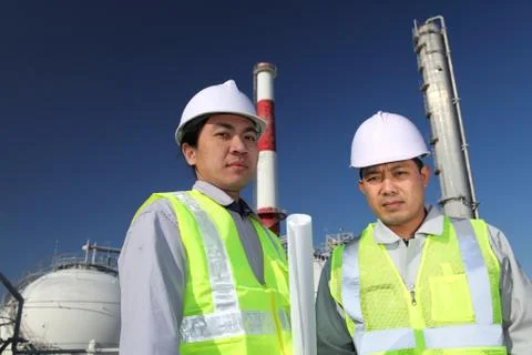 Two engineer of oil refinery Foto stock