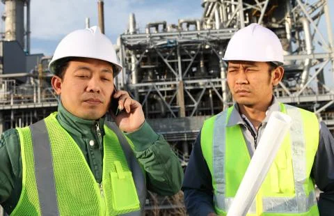 Two engineer oil refinery Stock Photos