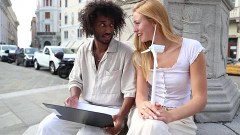 Two engineering students review notes together before the exam Stock Footage 260123966