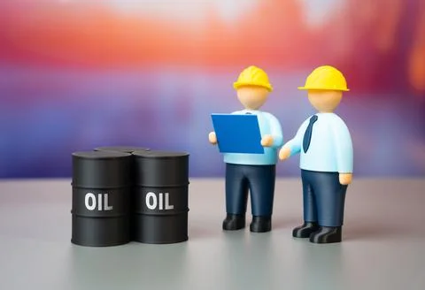 Two engineers are solving an oil transportation problem. New routes and metho Foto stock