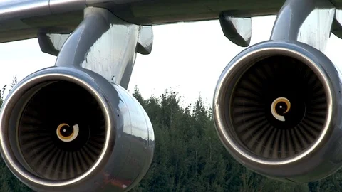 Two engines under wing heavy military transport aircraft IL-76MD-90A. Stock Footage 106769714