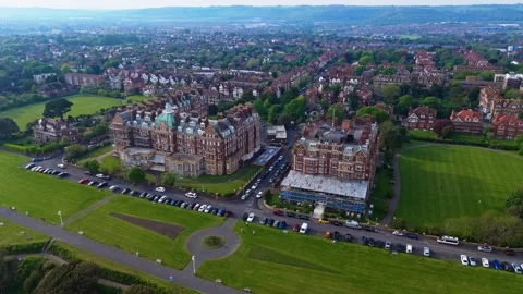 Two enormous old hotel buildings, Leas promenade, Grand, Metropole Stock Footage 295945385