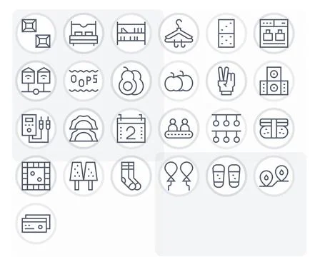 Two Essential Vector Set including 25 Pixel Aligned Regular Line 128x128 Icon Stock Illustration