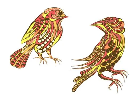 Two ethnic bird Stock Illustration