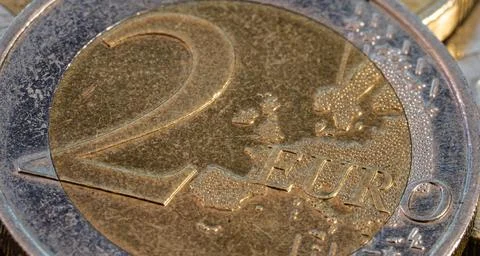 Two euro coin with small change 库存照片