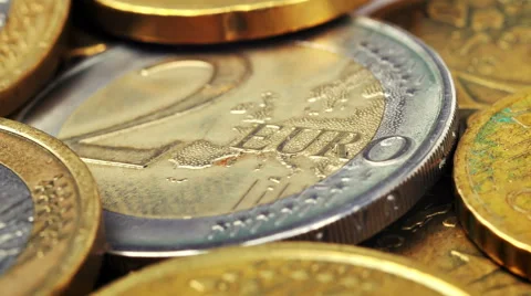 Two Euro coins Stock Footage 56217436