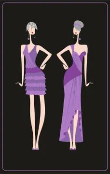 Two evening dresses for celebrations Stock Illustration