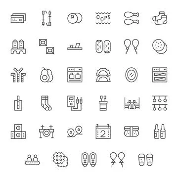 Two Exclusive Vector Set featuring 35 Regular Line Display Perfect 128x128 .. Stock Illustration