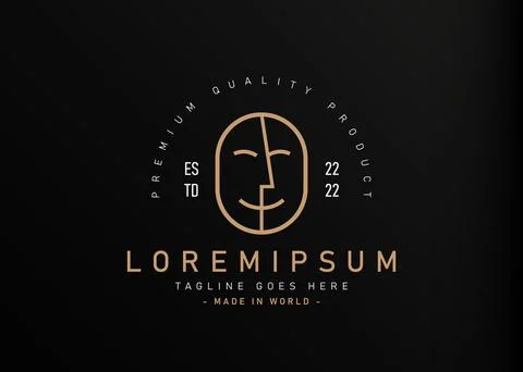 Two face logo design. Vector illustration of modern simple line art of two ha 스톡 일러스트