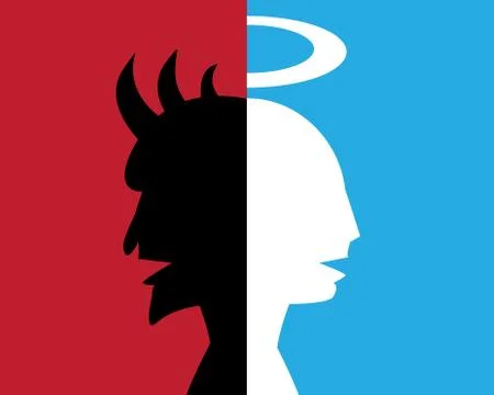 Two-faced man,hypocrite, deceitful person Stock Illustration