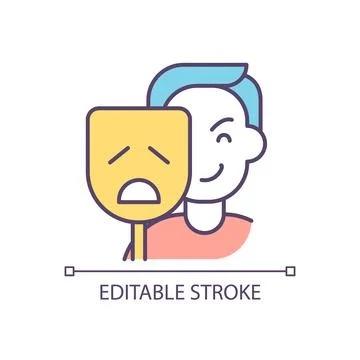 Two-faced manipulator with dramatic statements RGB color icon Stock Illustration