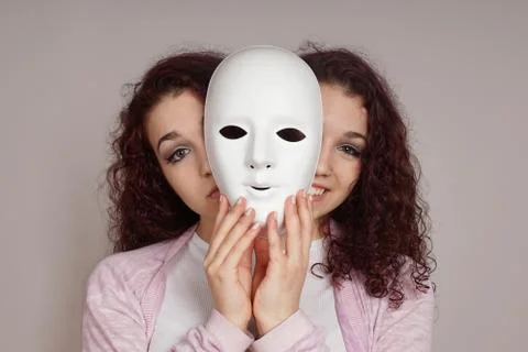 Two-faced woman manic depression concept Stock Photos