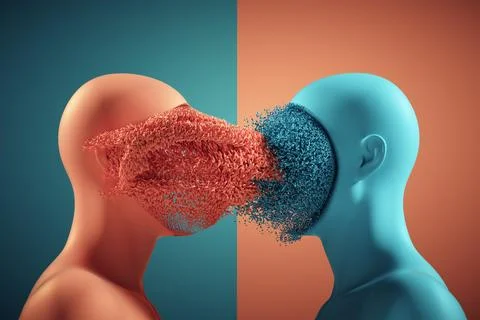 Two faceless people standing in front of each other. Deep learning and iden.. 스톡 일러스트