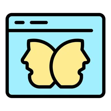 Two faces in the app icon color outline vector Stock Illustration