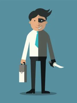 Two faces of businessman Stock Illustration
