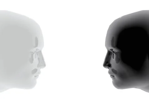 Two faces of different colors Stock Illustration