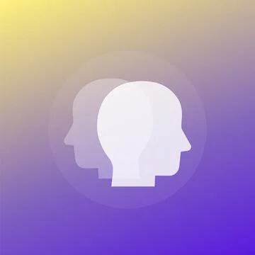Two faces icon with heads, transparent design Stock Illustration