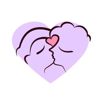 Two faces kissing Stock Illustration