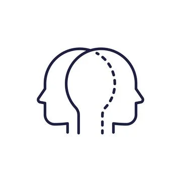 Two faces line icon with heads Stock Illustration