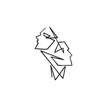 Two faces one line vector illustration art hand draw . Stock Illustration