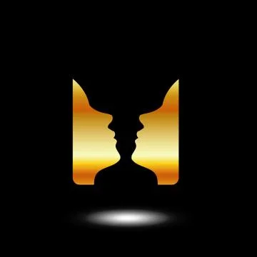 Two faces side by side- logo with illusion of a vase Stock Illustration