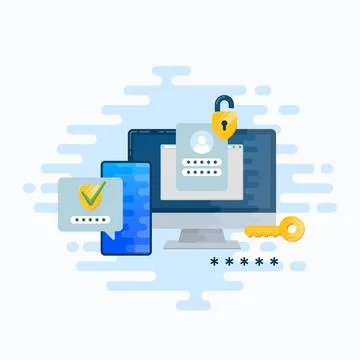 Two factor autentication security illustration. Login confirmation notification Stock Illustration
