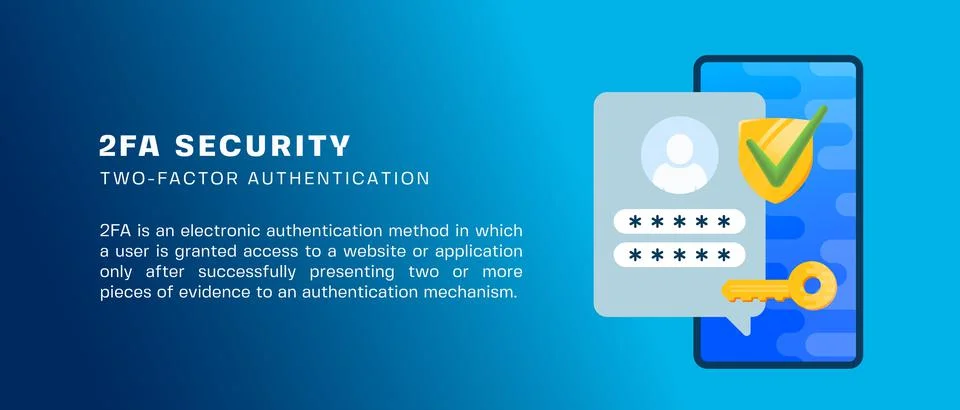 Two factor autentication security illustration banner. Login confirmation Stock Illustration