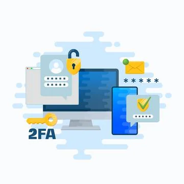 Two factor autentication security illustration. Login confirmation notification Stockillustratie