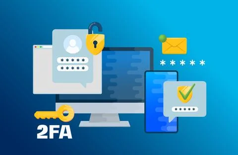 Two factor autentication security illustration. Login confirmation notification Stock Illustration