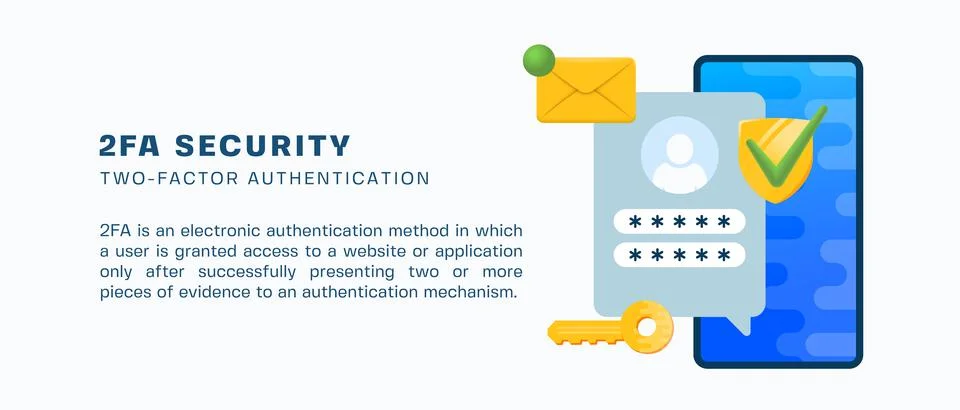 Two factor autentication security illustration banner Login confirmation Stock Illustration