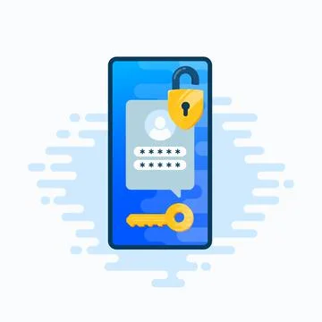 Two factor autentication security smartphone sms illustration. Login Stockillustratie