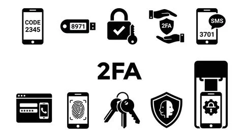 Two factor authentication 2FA with modern security symbols on transparent b.. Stock Illustration