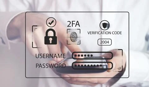 Two-factor authentication 2FA security. Personal data security Stock Photos