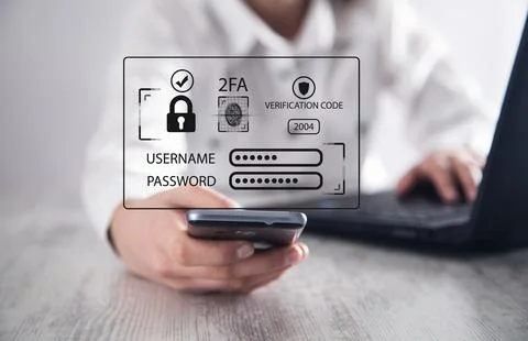 Two-factor authentication 2FA security. Personal data security Stock Photos