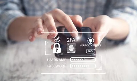 Two-factor authentication 2FA security. Personal data security Stock Photos