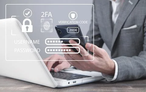 Two-factor authentication 2FA security. Personal data security Stock Photos