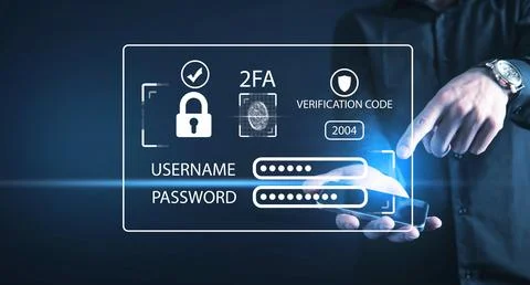 Two-factor authentication 2FA security. Personal data security Stock Photos