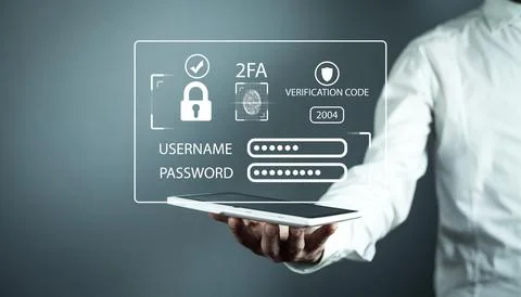 Two-factor authentication 2FA security. Personal data security Stock Photos
