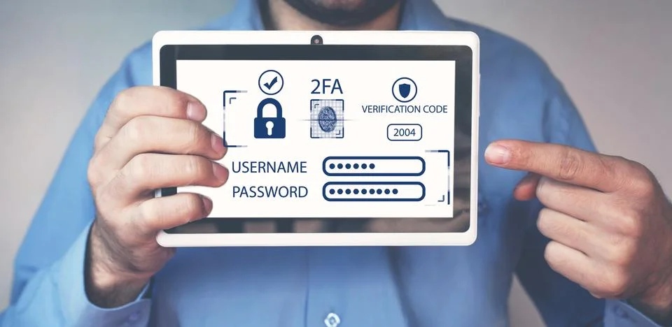 Two-factor authentication 2FA security. Personal data security Stock Photos